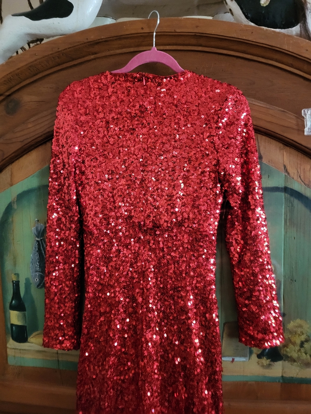 Faeriesty Red Sequin Mermaid Gown - Picture 7 of 9